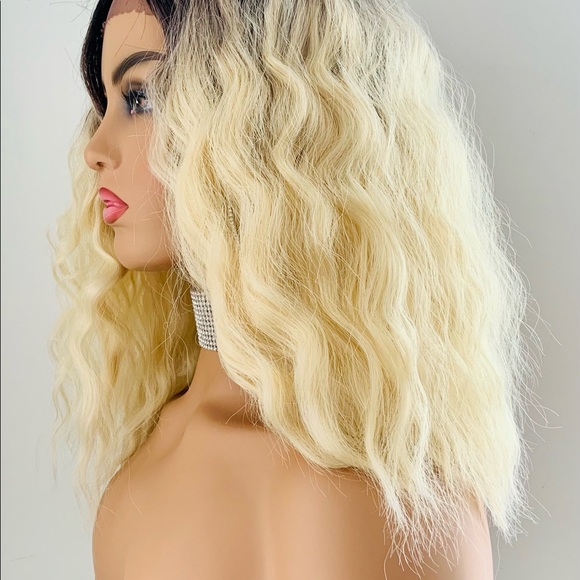 14” Ombré Light Blonde Premium Fiber Lace Front Wig for Daily Wear or Events - Picture 6 of 7
